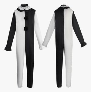 Adult 3Pc Black White Jumpsuit Scary Killer Clown Costume